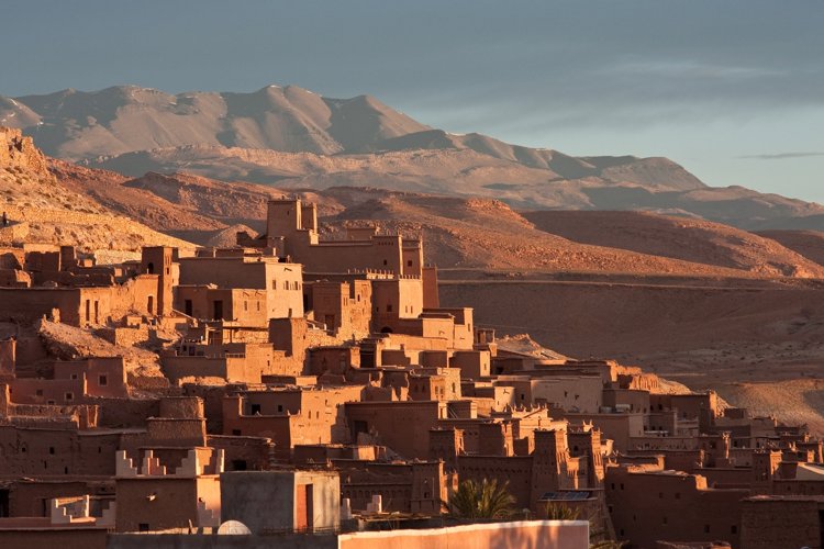 Village on the side of the Atlas mountains in Morocco